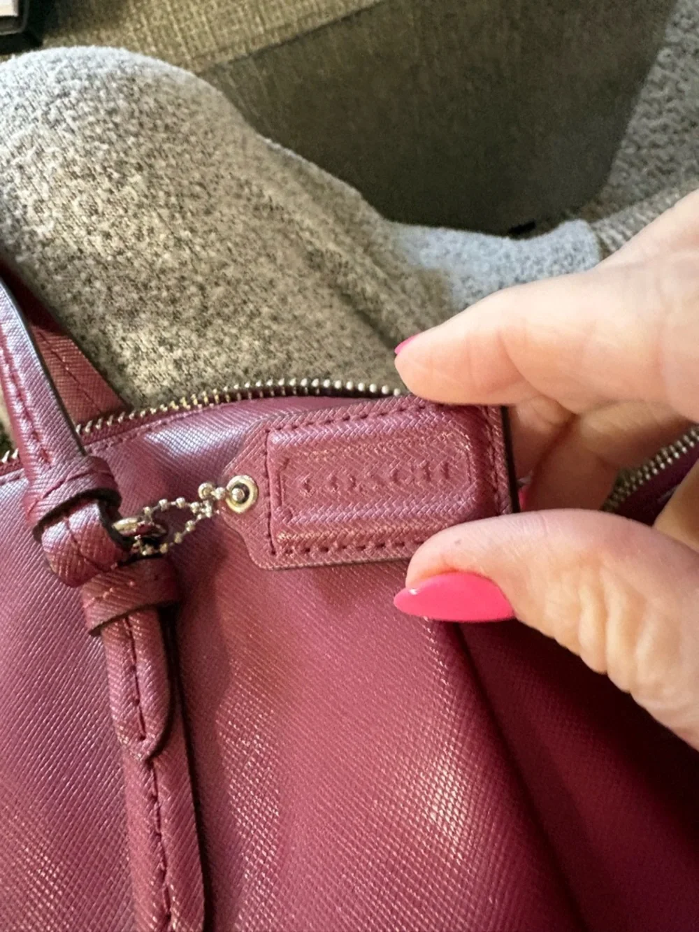 Coach Wine Leather Satchel with Top Handles - Picture 2 of 7